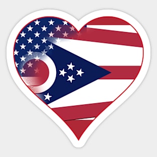 State of Ohio Flag and American Flag Fusion Design Sticker